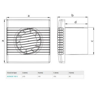 Haco Ventilátor axiálny stenový štandard AVBASIC150S