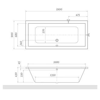 Obdĺžniková vaňa Roth Kubic Neo 190x90 cm akrylát ľavá aj pravá 9390000