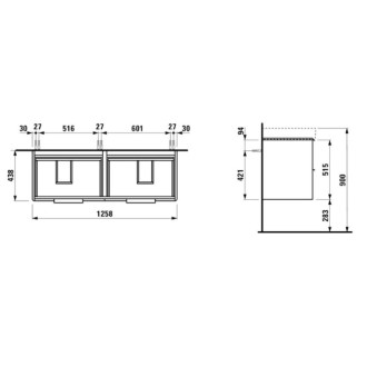 Kúpeľňová skrinka pod umývadlo Laufen Base 126x44x53 cm biela lesk H4025141102611