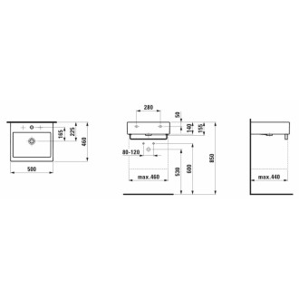 Umývadlo Laufen Living City 50x46 cm otvor pre batériu uprostred H8174310001041