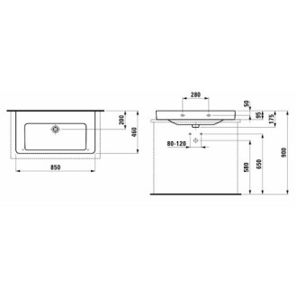 Umývadlo Laufen Pro S 85x46 cm bez otvoru pre batériu H8169650001091