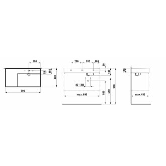 Umývadlo Laufen Kartell By Laufen 90x46 cm otvor pre batériu, bez prepadu H8103390001111