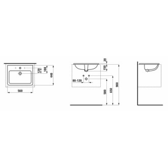 Zápustné umývadlo Laufen Pro S 56x44 cm otvor pre batériu uprostred H8189634001041