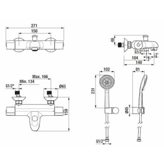 Vaňová batéria Jika Deep so sprchovacím setom 150 mm chróm H3231U70042711