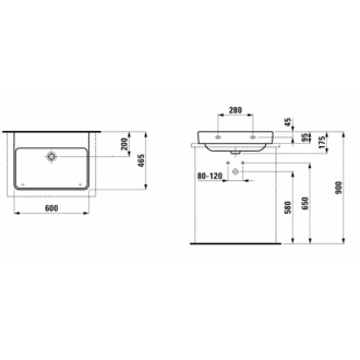 Umývadlo Laufen Pro S 60x46,5 cm bez otvoru pre batériu H8169630001091