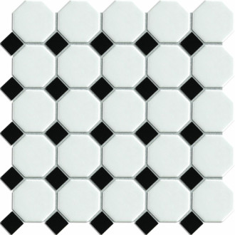 Keramická mozaika Premium Mosaic mix čierna/biela 30x30 cm mat / lesk MOSOCTAGON