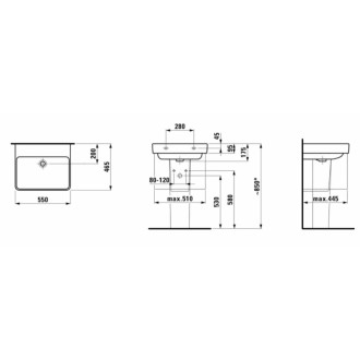 Umývadlo Laufen Pro S 55x46,5 cm bez otvoru pre batériu H8109620001091
