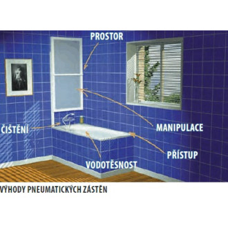 Polysan ODESSA pneumatická vaňová zástena 970 mm, strieborný rám, číre sklo,37127
