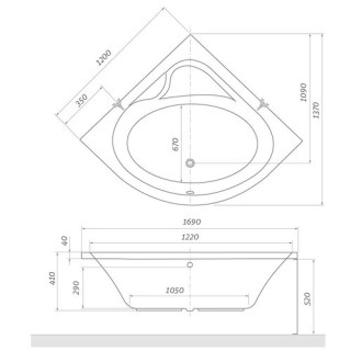 Rohová vaňa Roth Flora Neo 120x120 cm akrylát ľavá aj pravá 9590000