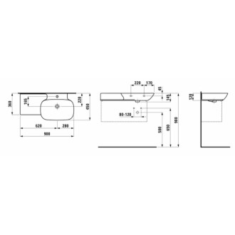 Umývadlo Laufen Ino 90x45 cm otvor pre batériu uprostred H8133010001041