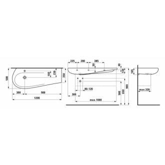 Nábytkové umývadlo Laufen Alessi One 120x50 cm otvor pre batériu uprostred H8149734001041
