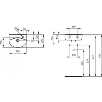 Umývadlo Ideal Standard Connect 35x26,2 cm otvor pre batériu vpravo E791301