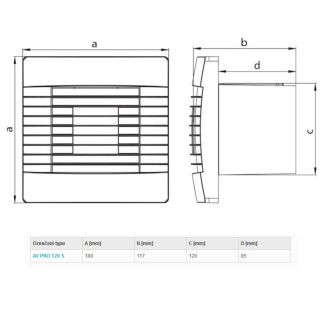 Haco ventilátor stenový biely s žalúziou AVPRO120S