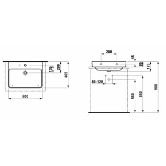 Umývadlo Laufen Pro S 60x46,5 cm otvor pre batériu uprostred H8169634001041