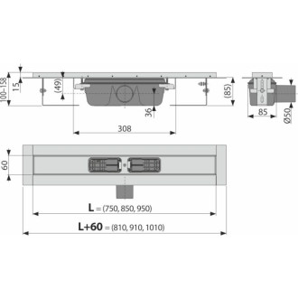 Sprchový žľab Alca 95 cm nerez APZ1S-950