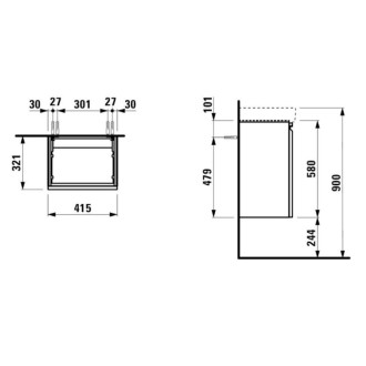 Kúpeľňová skrinka pod umývadlo Laufen Pro S 41,5x32,1x58 cm biela H4833020964631