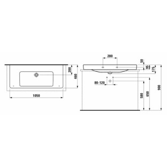 Umývadlo Laufen Pro S 105x46 cm bez otvoru pre batériu H8169660001091
