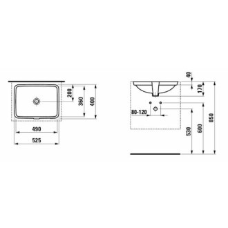 Umývadlo Laufen Pro 49x36 cm bez otvoru pre batériu H8119600001091