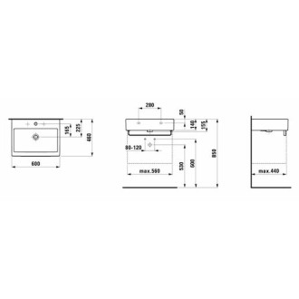 Nábytkové umývadlo Laufen Living City 60x46 cm tri otvory pre batériu H8174330001081