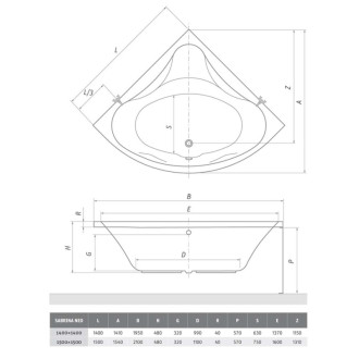 Rohová vaňa Roth Sabrina Neo 150x150 cm akrylát ľavá aj pravá 9630000