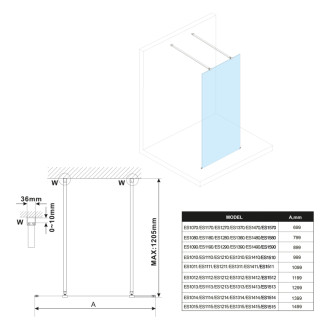 ESCA dymové matné sklo 867x2100mm 56666 ES1490