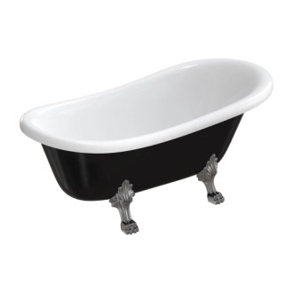 Omnires ATENA COMFORT M+ voľne stojaca vaňa, 157x77 cm, biela/čierna lesklá ATENA157BCP