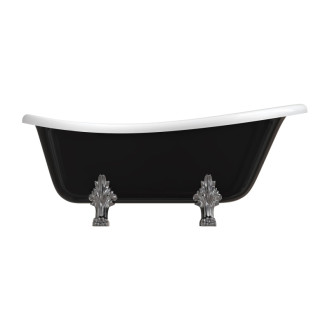 Omnires ATENA COMFORT M+ voľne stojaca vaňa, 157x77 cm, biela/čierna lesklá ATENA157BCP