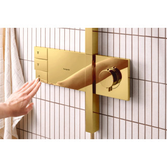 Sprchový systém Hansgrohe Raindance Alive Q s termostatickou batériou leštený vzhľad zlata 24590990