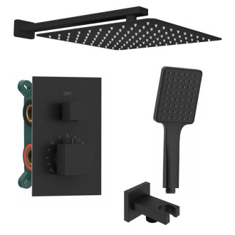 Podomietkový sprchový set s termostatickou batériou, box, 2 výstupy, čierna mat 1102-32B-21