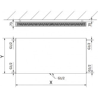 Doskový radiátor Mexen Flat CCF21 300 x 500 mm, spodné stredové pripojenie, 315 W, antracit - W6C21F-030-050-66
