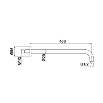 Sprchové ramienko okrúhle, 400mm, zlato mat BR51G