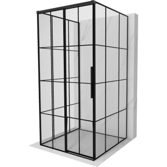 Mexen Rox-3S 3stenný posuvný sprchovací kút ľavý 90 x 90 cm, čierny rošt, čierna - 8C2-090-090-70-77-3S-L