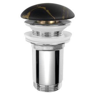 Umývadlová výpusť 5/4“, click-clack, keramická zátka, 10-50mm, portoro mramor AR900PT