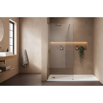 REA Sprchová zástena Flexi Transparent / Brush Gold 140 KPL-K99277