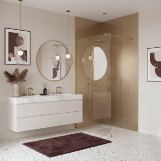 REA Sprchová zástena Flexi Transparent / Brush Gold 140 KPL-K99277