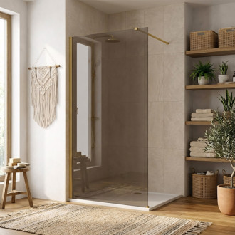 REA Sprchová zástena Flexi Brown / Brush Gold 90 KPL-K99373