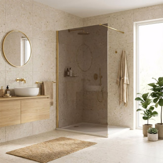 REA Sprchová zástena Flexi Brown / Brush Gold 90 KPL-K99373
