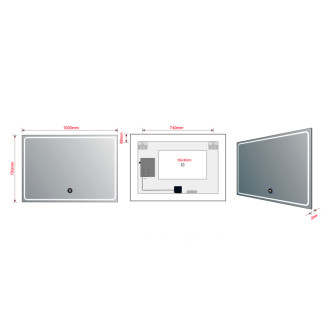 GEMINI zrkadlo s LED osvetlením 100x70cm, chytré funkcie GM100K GM100K