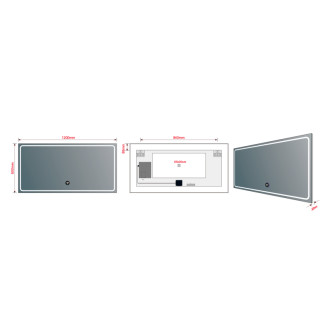 GEMINI zrkadlo s LED osvetlením 120x60cm, chytré funkcie GM120K GM120K