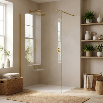 REA Sprchová zástena Flexi Transparent / Brush Gold 70 KPL-K99268