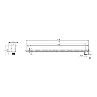 Sprchové ramienko hranaté nízke, 400mm, čierna mat TQ043B