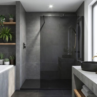 Rea Flexi Grey / Black 140 Sprchová zástena KPL-K99180
