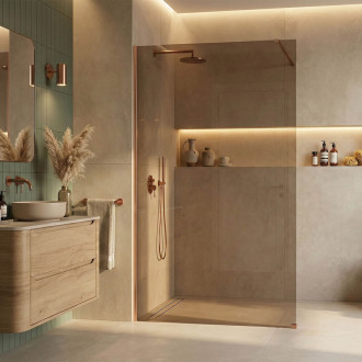 REA Sprchová zástena Flexi Brown / Brush Copper 90 KPL-K99573