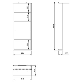 SKA nástenný sušiak uterákov s policou 454x1184x252mm, biela mat SKA711