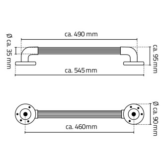 Pevnostné madlo plastové, 450mm, chróm A1014537