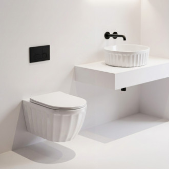 Rea Sada: Závesná WC misa + Umývadlo na dosku Rea Duo White KPL-K3005