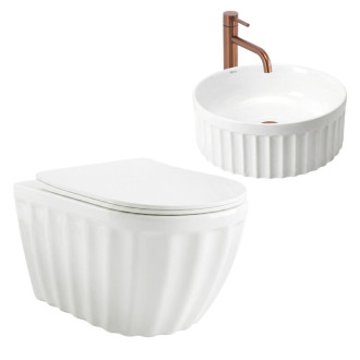 Rea Sada: Závesná WC misa + Umývadlo na dosku Rea Duo White KPL-K3005