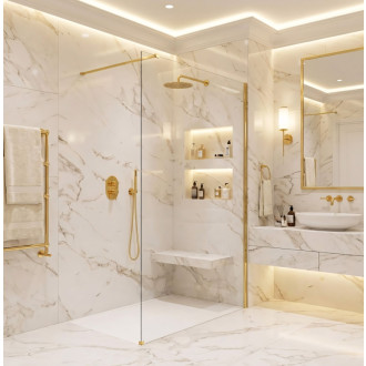 REA Sprchová zástena Flexi Transparent / Gold 140 KPL-K99577
