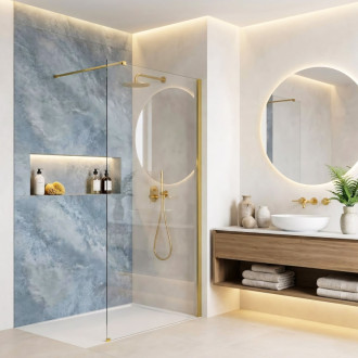 REA Sprchová zástena Flexi Transparent / Gold 140 KPL-K99577