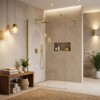 REA Sprchová zástena Flexi Transparent / Gold 140 KPL-K99577
